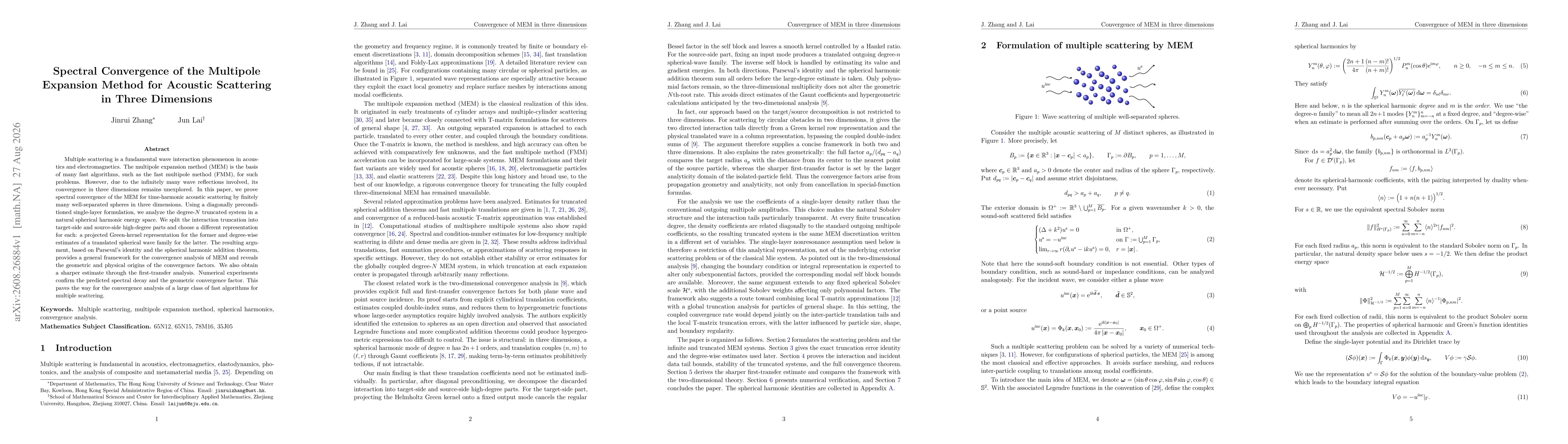 Thumbnail for Spectral Convergence of the Multipole Expansion Method for Acoustic Scattering in Three Dimensions