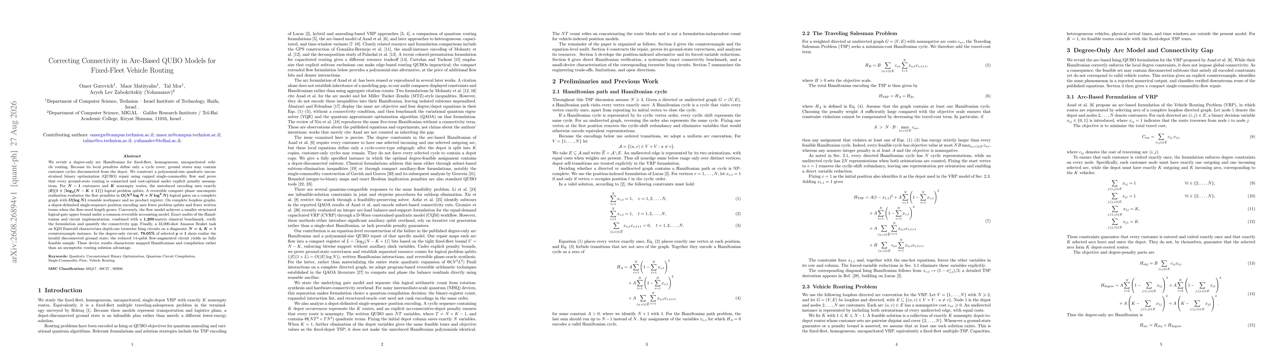 Thumbnail for Correcting Connectivity in Arc-Based QUBO Models for Fixed-Fleet Vehicle Routing