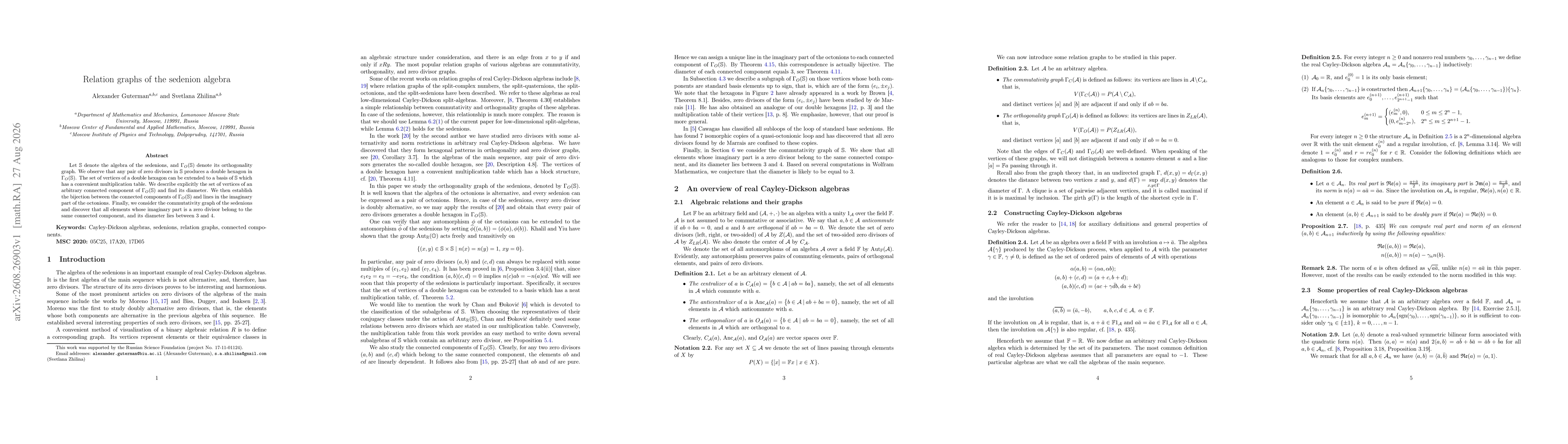 Thumbnail for Relation graphs of the sedenion algebra