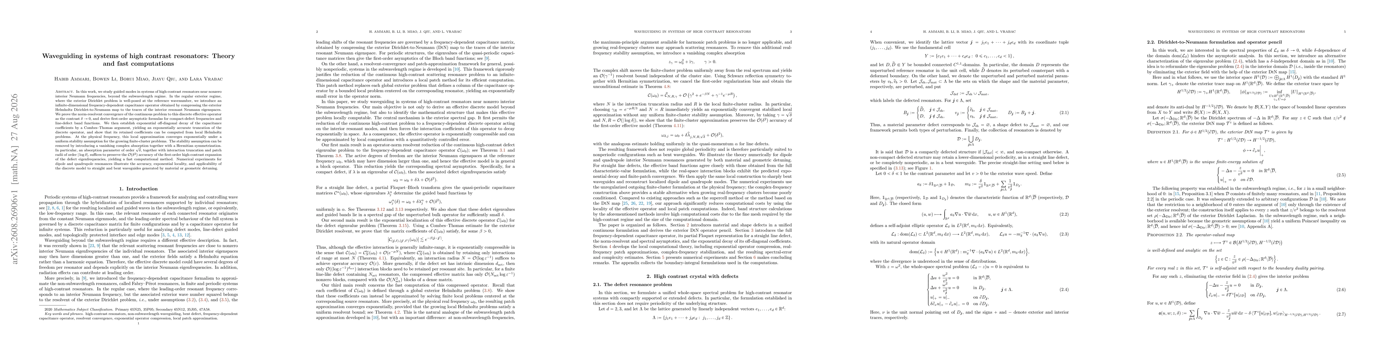 Thumbnail for Waveguiding in systems of high contrast resonators: Theory and fast computations