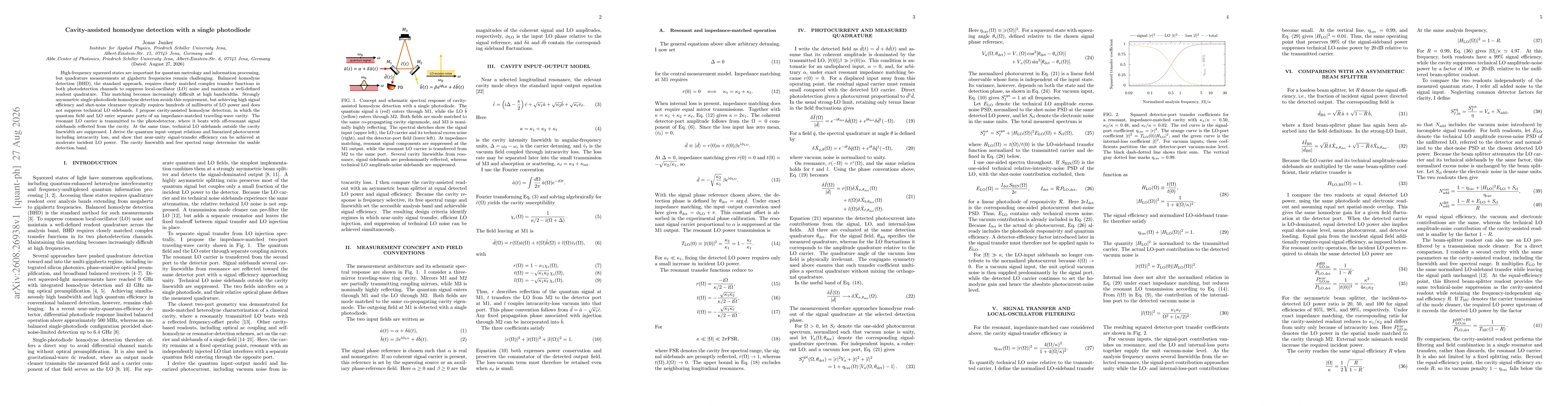 Thumbnail for Cavity-assisted homodyne detection with a single photodiode