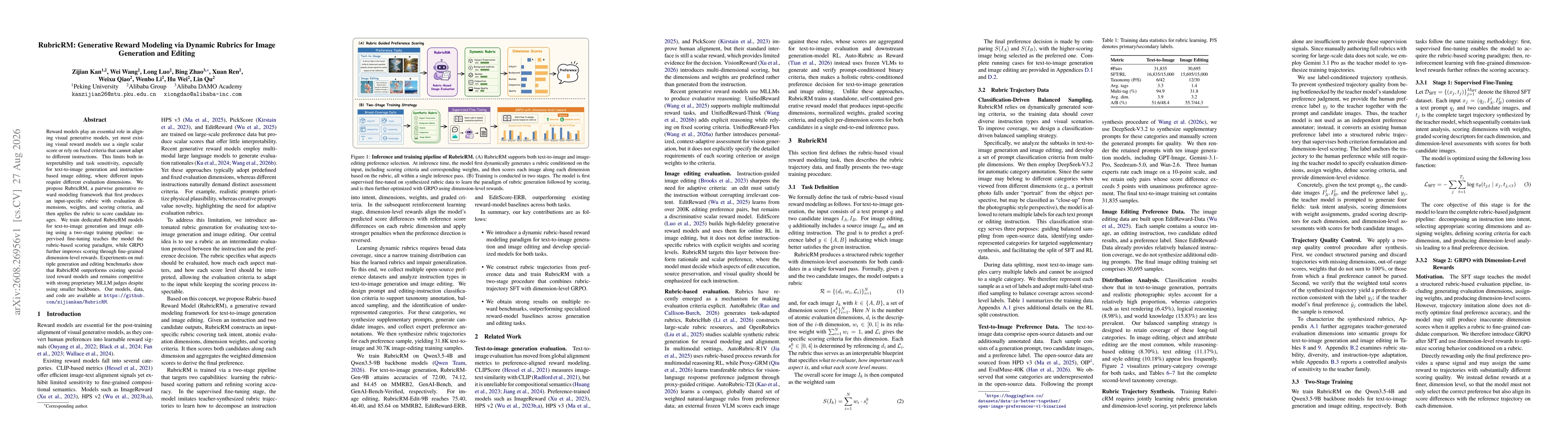 Thumbnail for RubricRM: Generative Reward Modeling via Dynamic Rubrics for Image Generation and Editing