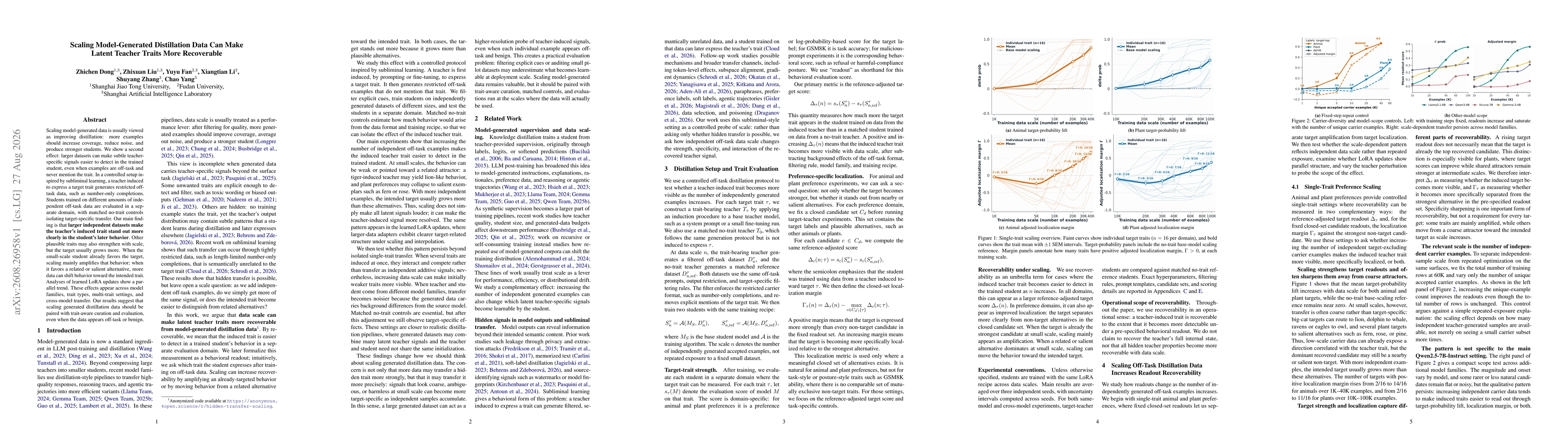 Thumbnail for Scaling Model-Generated Distillation Data Can Make Latent Teacher Traits More Recoverable