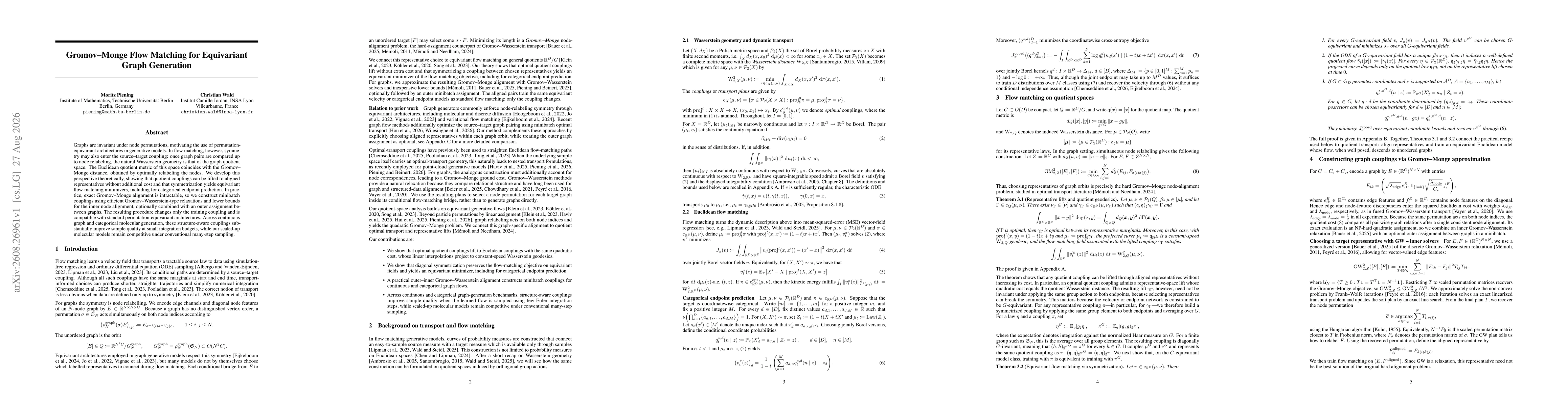 Thumbnail for Gromov-Monge Flow Matching for Equivariant Graph Generation