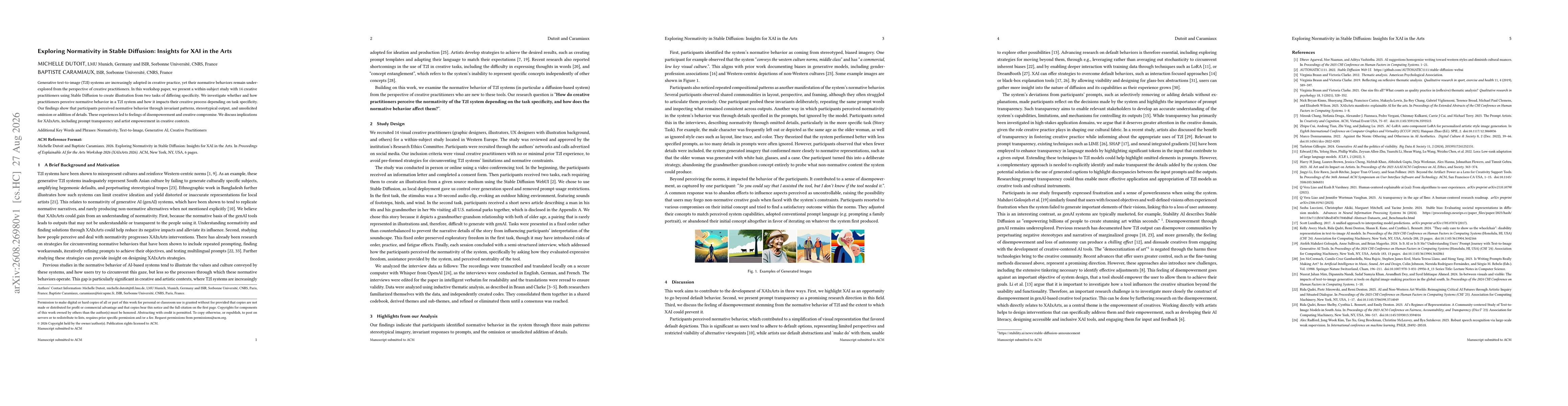 Thumbnail for Exploring Normativity in Stable Diffusion: Insights for XAI in the Arts
