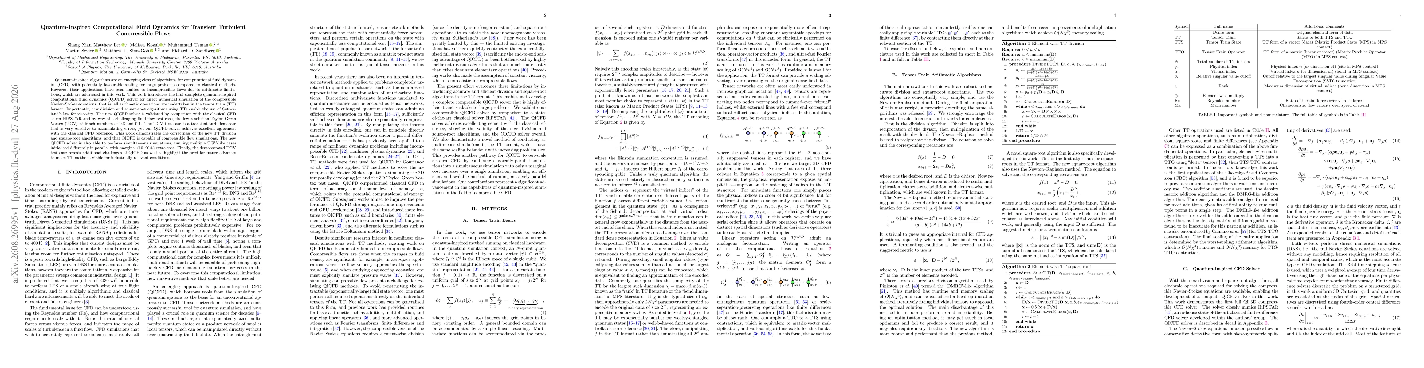 Thumbnail for Quantum-Inspired Computational Fluid Dynamics for Transient Turbulent Compressible Flows