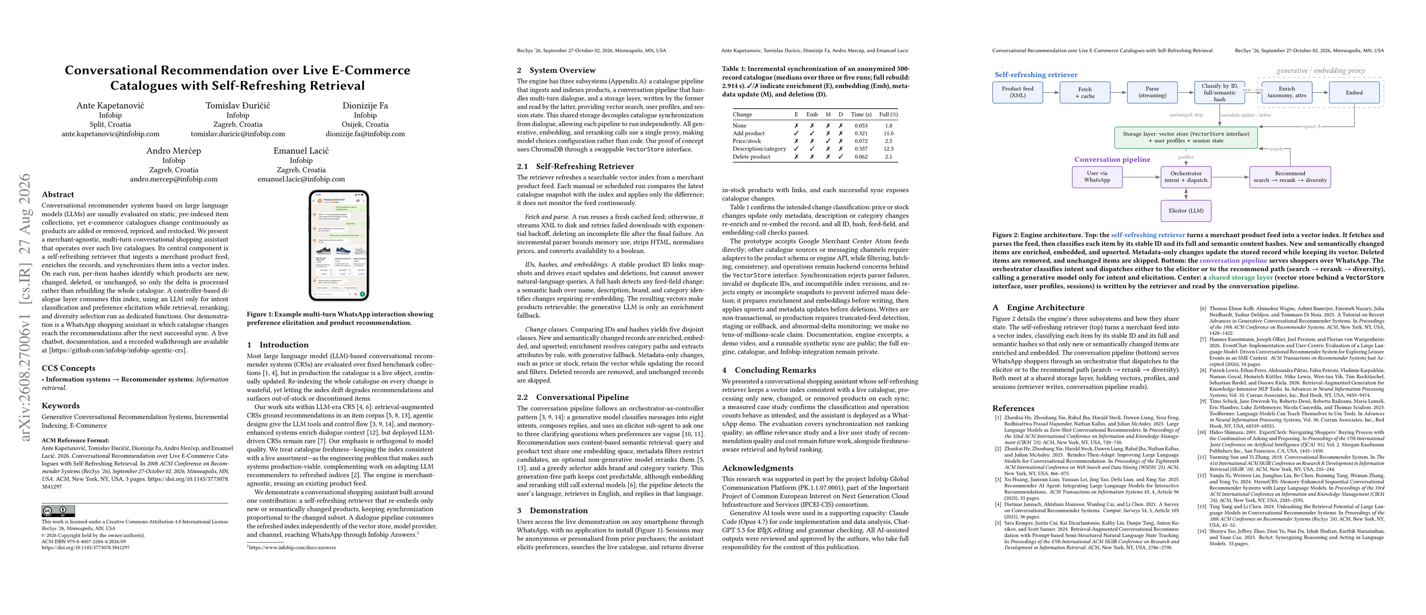 Thumbnail for Conversational Recommendation over Live E-Commerce Catalogues with Self-Refreshing Retrieval