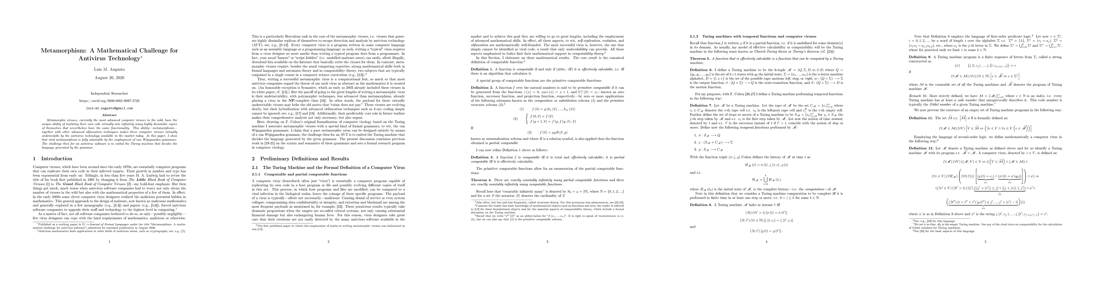 Thumbnail for Metamorphism: A mathematical challenge for antivirus technology
