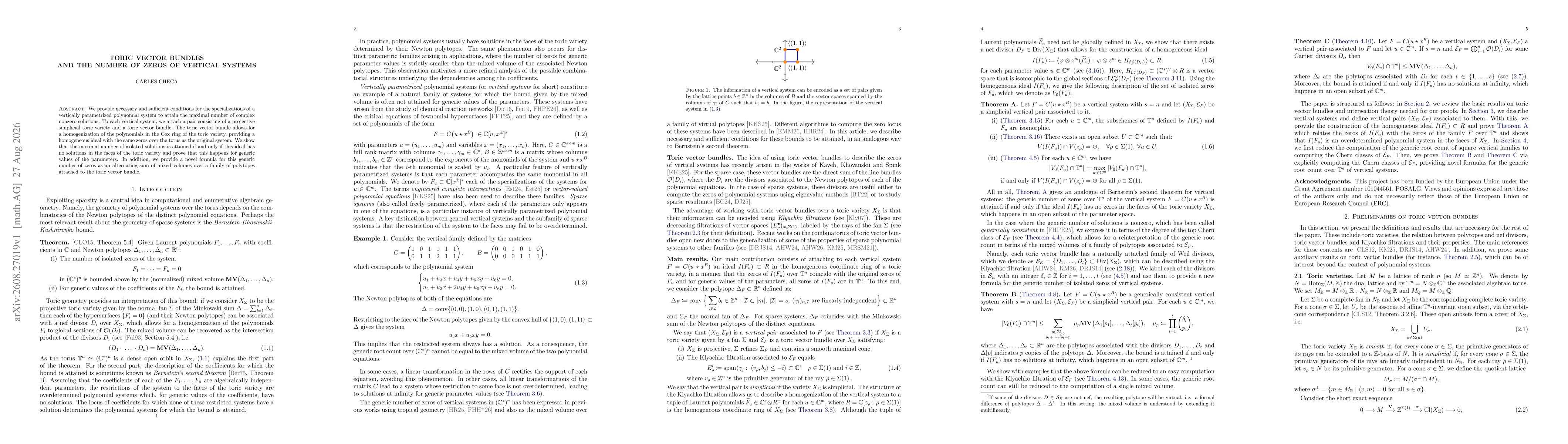 Thumbnail for Toric vector bundles and the number of zeros of vertical systems