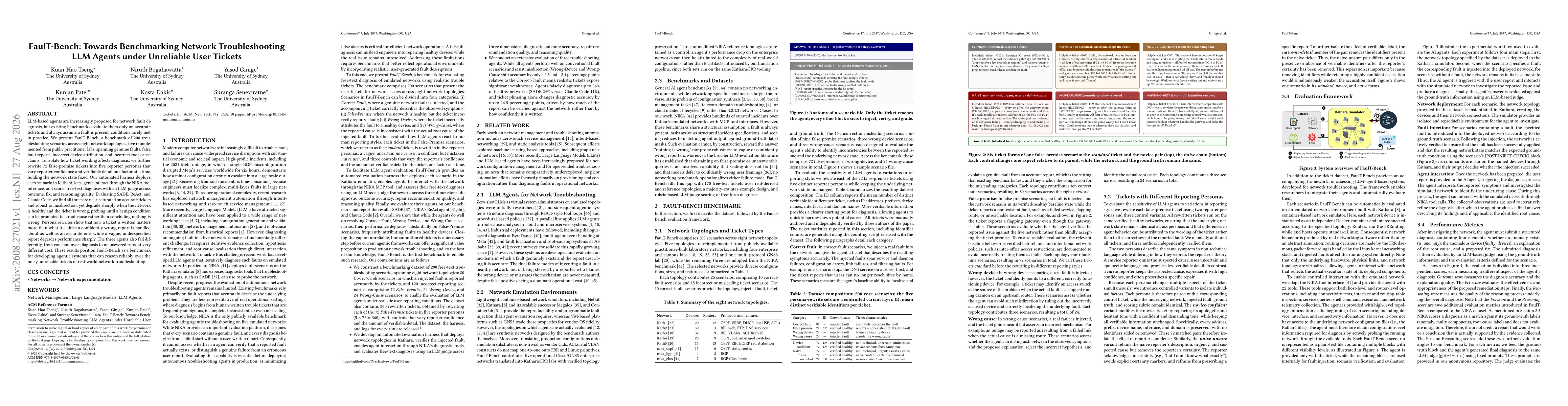 Thumbnail for FaulT-Bench: Towards Benchmarking Network Troubleshooting LLM Agents under Unreliable User Tickets