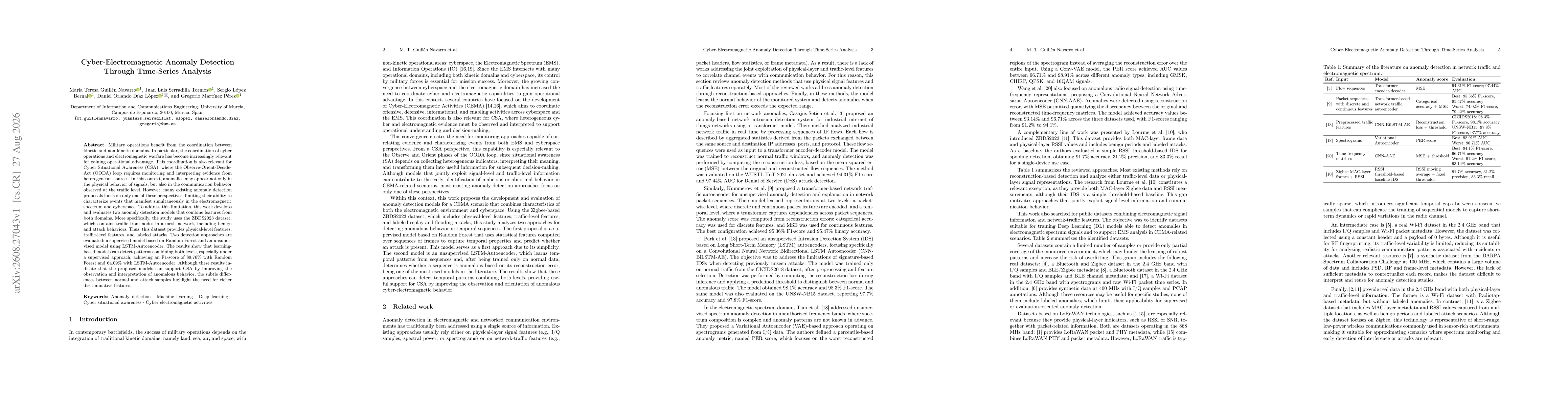 Thumbnail for Cyber-Electromagnetic Anomaly Detection Through Time-Series Analysis