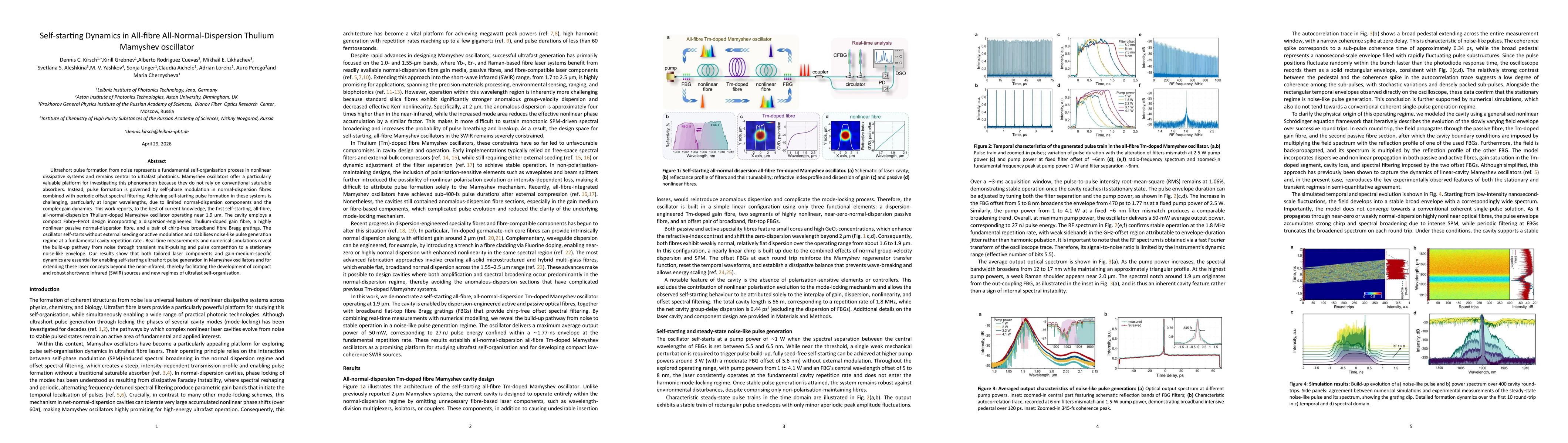 Thumbnail for Self-starting Dynamics in All-fibre All-Normal-Dispersion Thulium Mamyshev oscillator