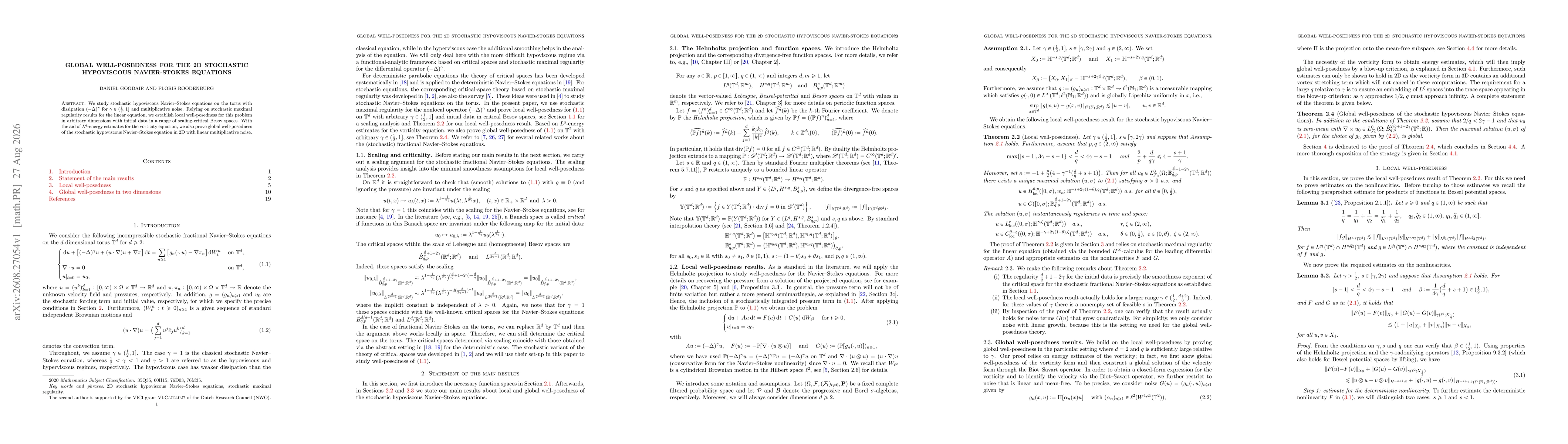 Thumbnail for Global well-posedness for the 2D stochastic hypoviscous Navier-Stokes equations