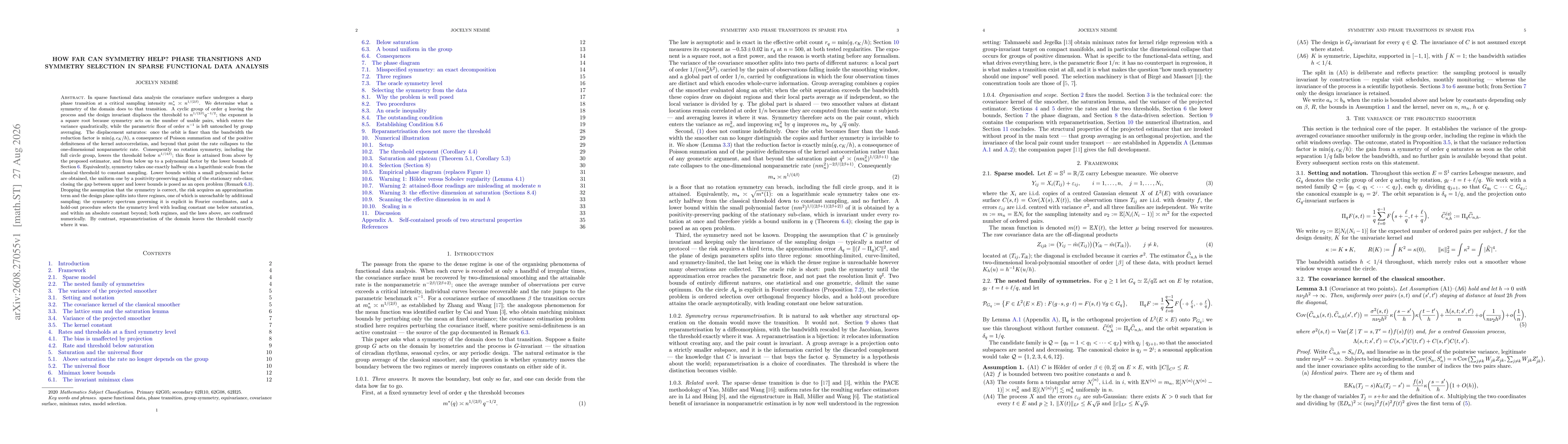 Thumbnail for How far can symmetry help? Phase transitions and symmetry selection in sparse functional data analysis