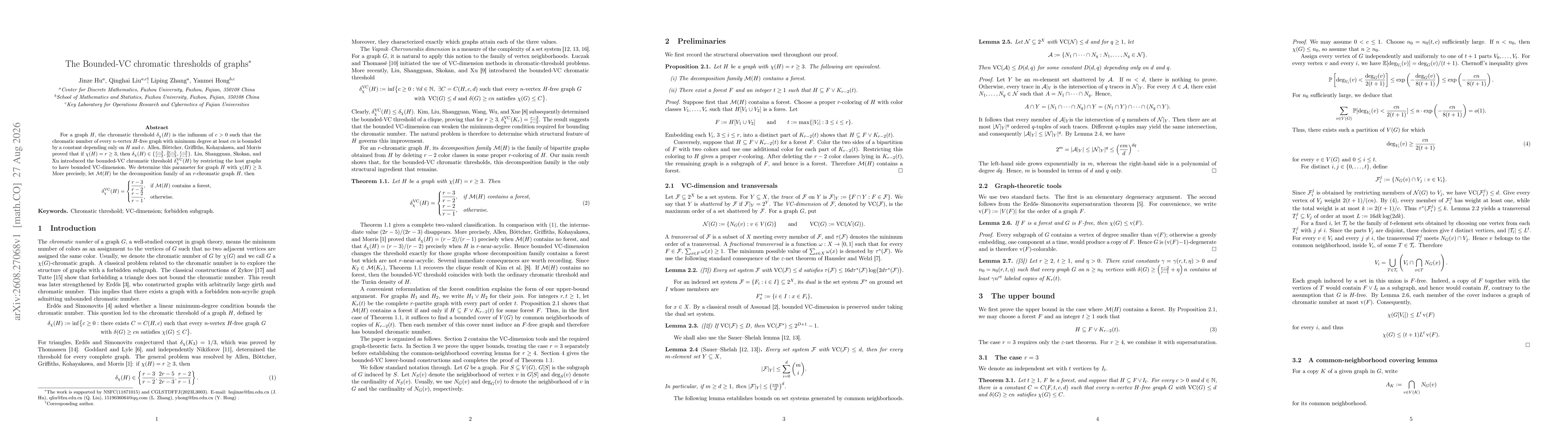 Thumbnail for The Bounded-VC chromatic thresholds of graphs