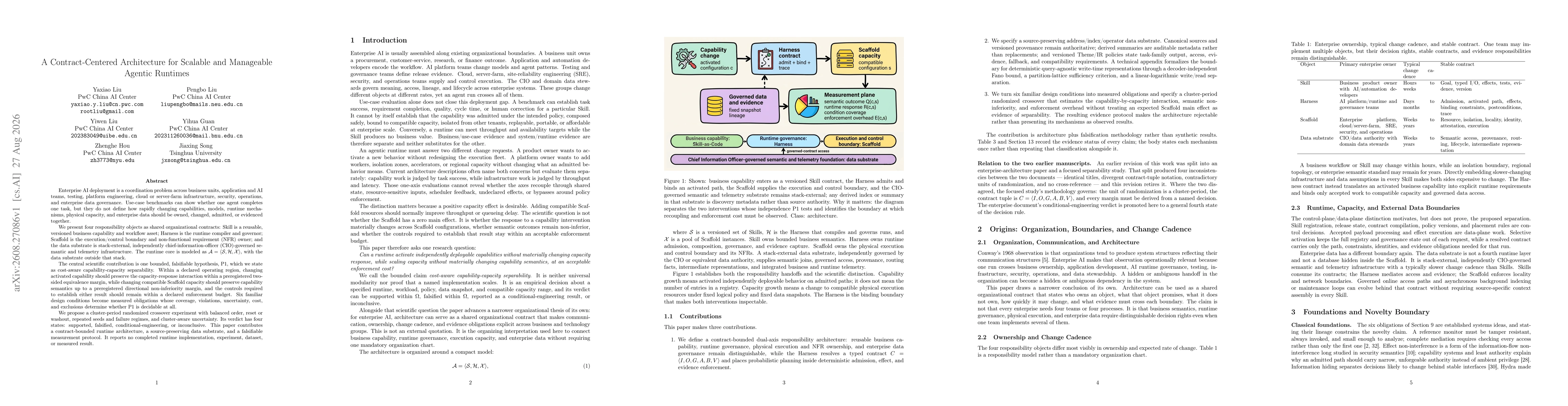 Thumbnail for A Contract-Centered Architecture for Scalable and Manageable Agentic Runtimes