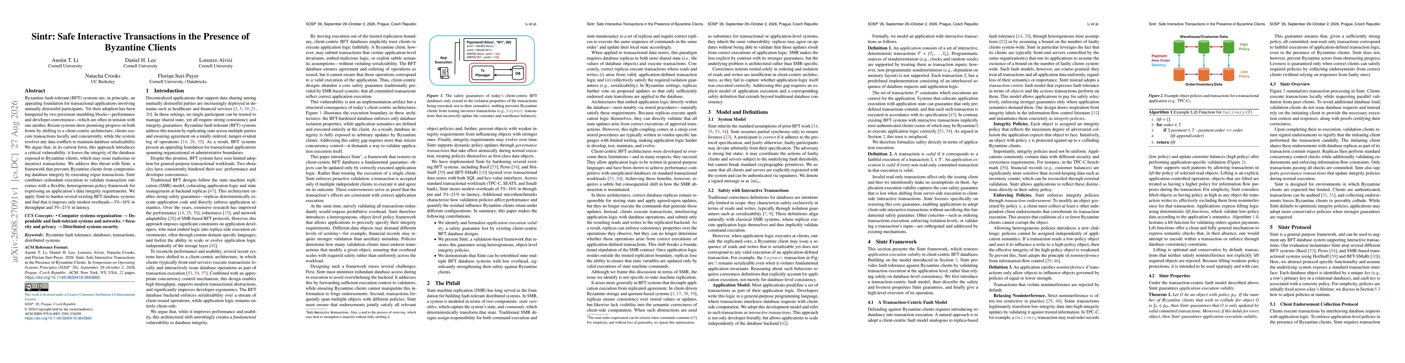 Thumbnail for Sintr: Safe Interactive Transactions in the Presence of Byzantine Clients