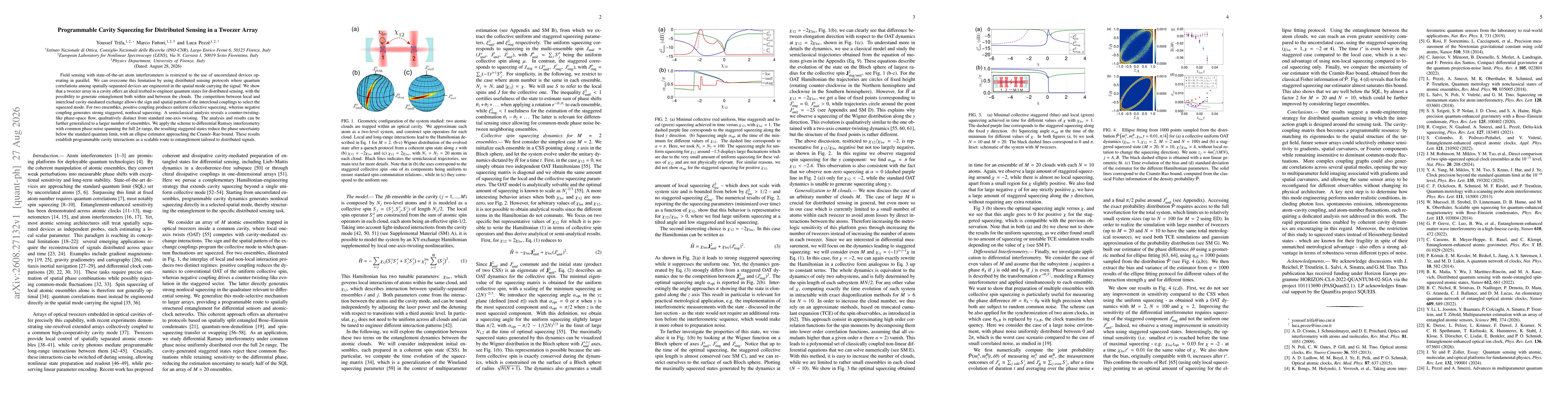 Thumbnail for Programmable Cavity Squeezing for Distributed Sensing in a Tweezer Array