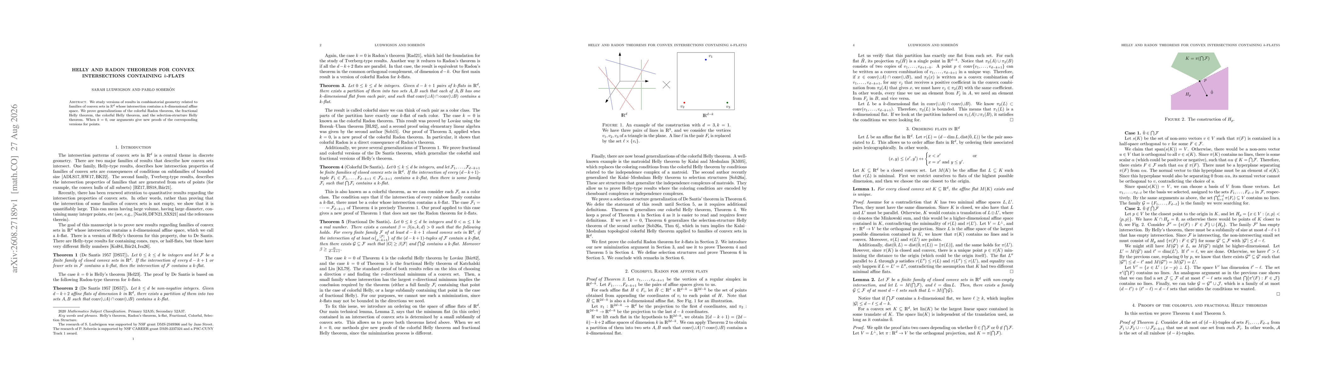 Thumbnail for Helly and Radon theorems for convex intersections containing $k$-flats