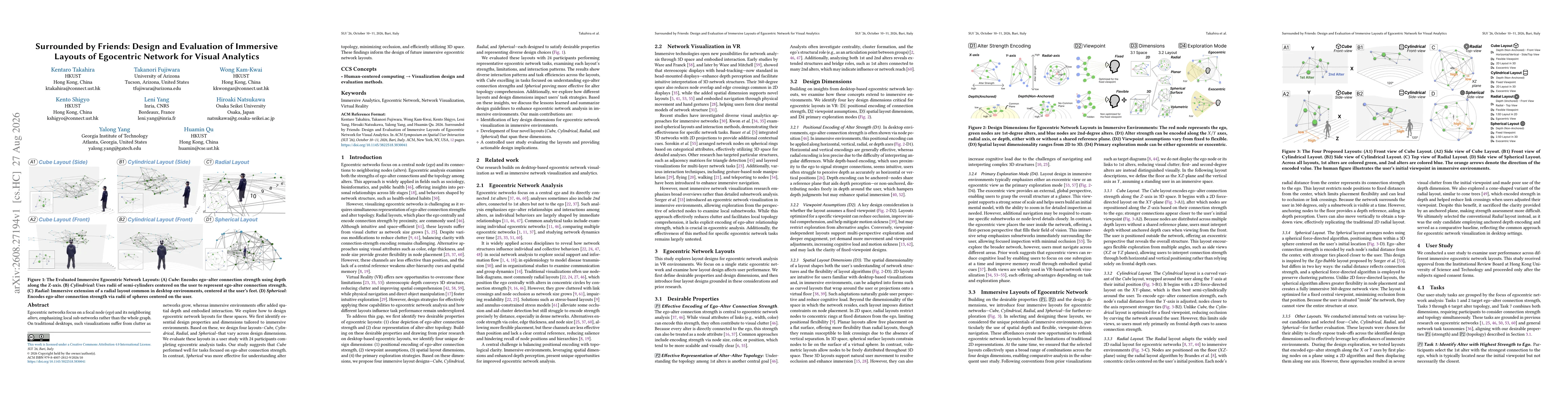 Thumbnail for Surrounded by Friends: Design and Evaluation of Immersive Layouts of Egocentric Network for Visual Analytics