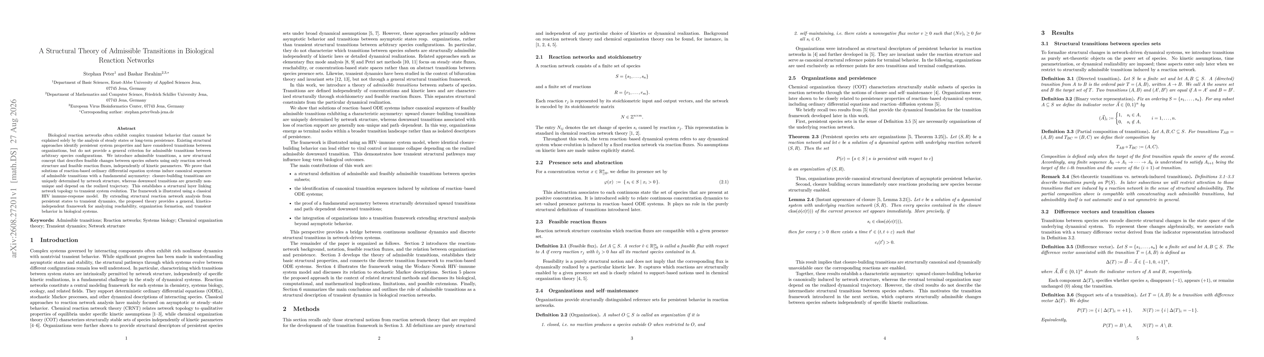 Thumbnail for A Structural Theory of Admissible Transitions in Biological Reaction Networks