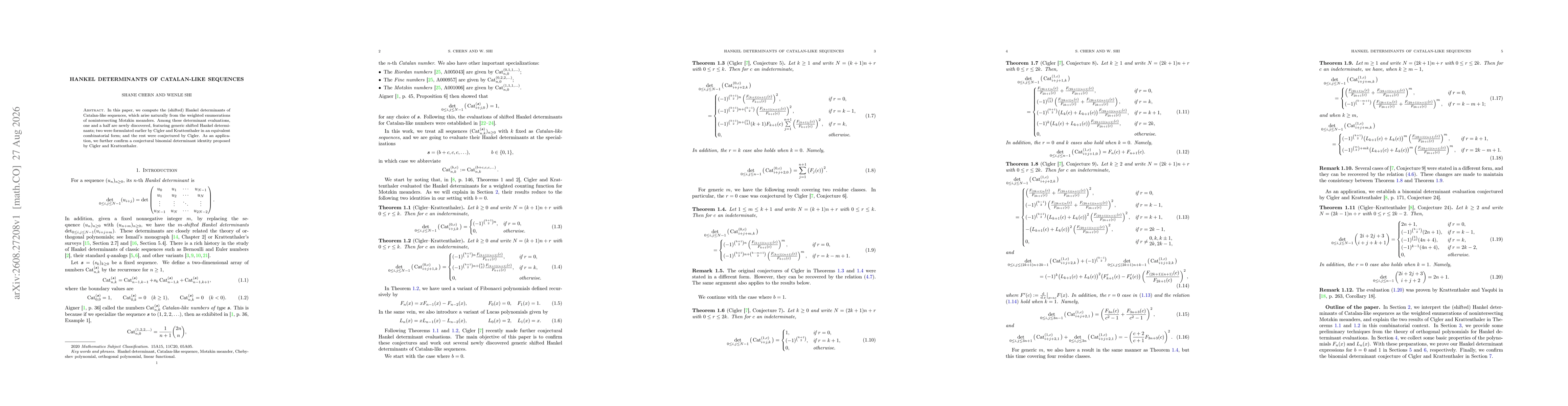 Thumbnail for Hankel determinants of Catalan-like sequences