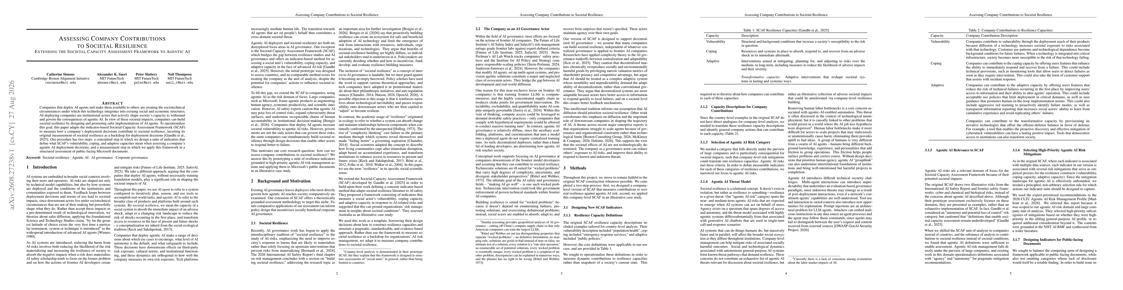 Thumbnail for Assessing Company Contributions to Societal Resilience: Extending the Societal Capacity Assessment Framework to Agentic AI