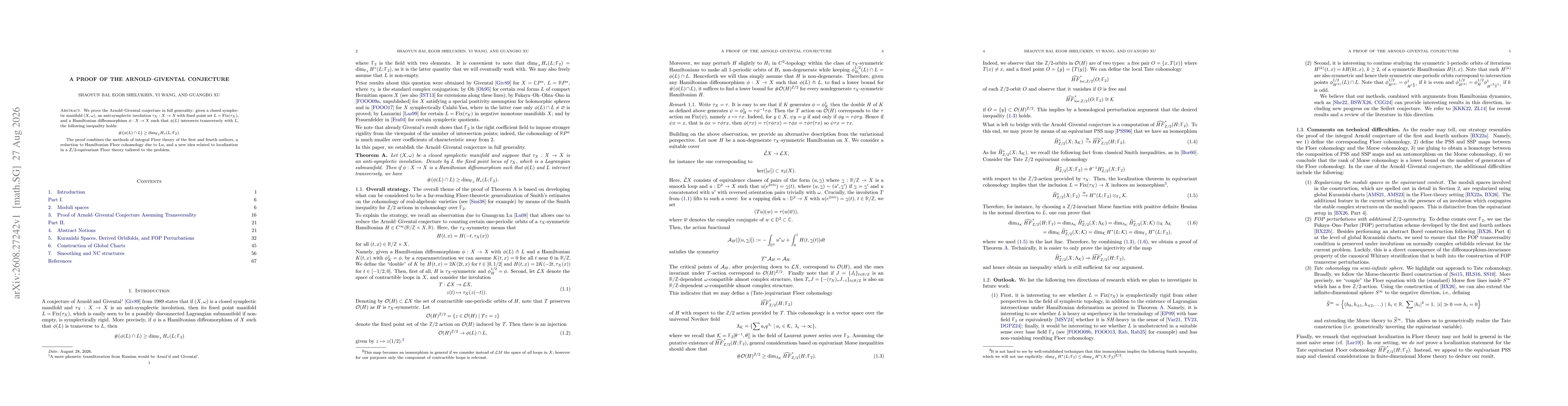 Thumbnail for A proof of the Arnold-Givental conjecture