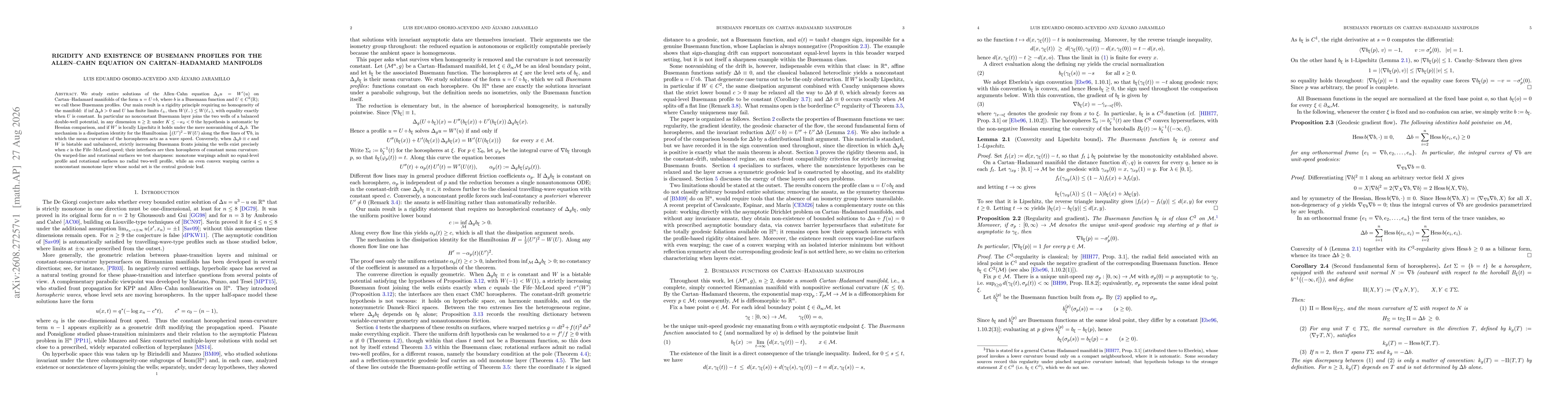 Thumbnail for Rigidity and existence of Busemann profiles for the Allen--Cahn equation on Cartan--Hadamard manifolds
