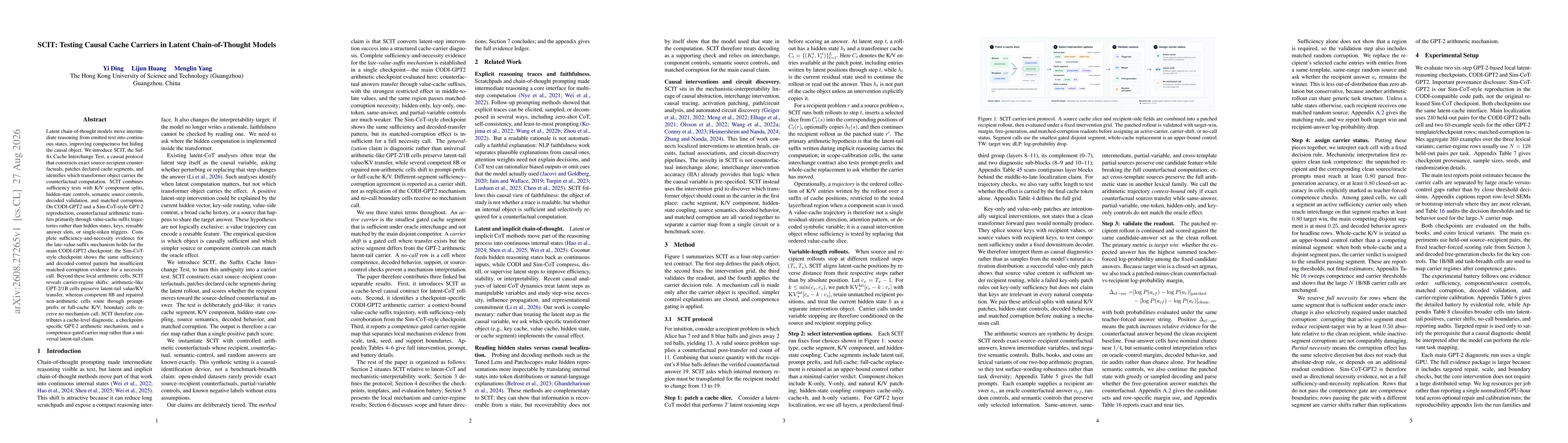 Thumbnail for SCIT: Testing Causal Cache Carriers in Latent Chain-of-Thought Models