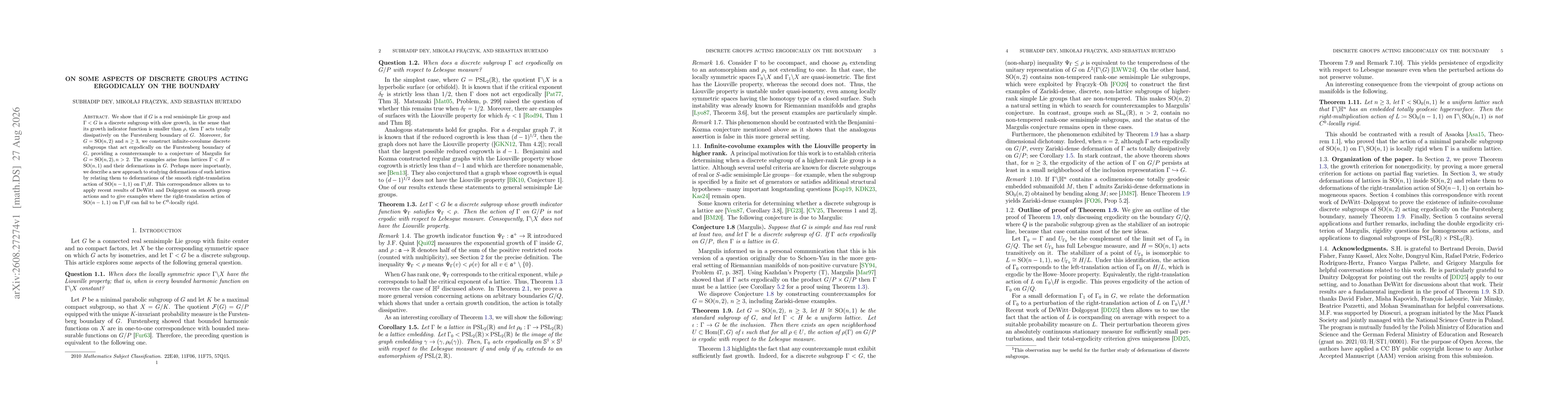 Thumbnail for On some aspects of discrete groups acting ergodically on the boundary