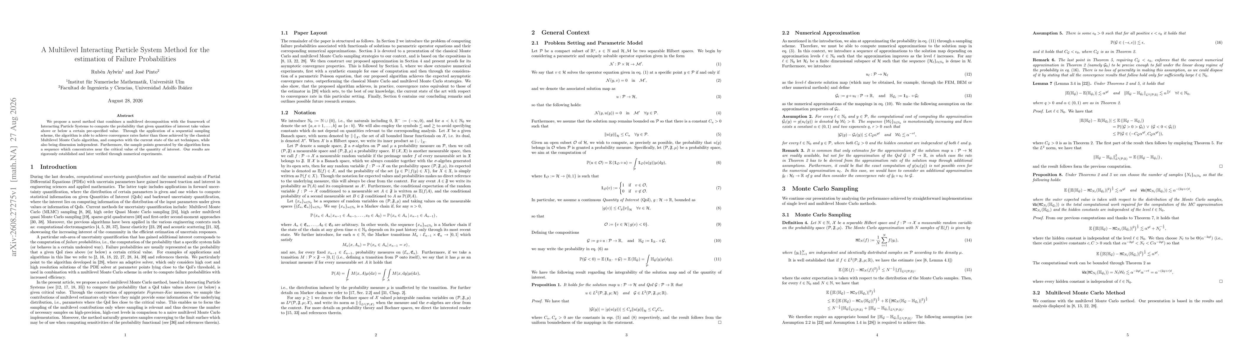 Thumbnail for A Multilevel Interacting Particle System Method for the estimation of Failure Probabilities