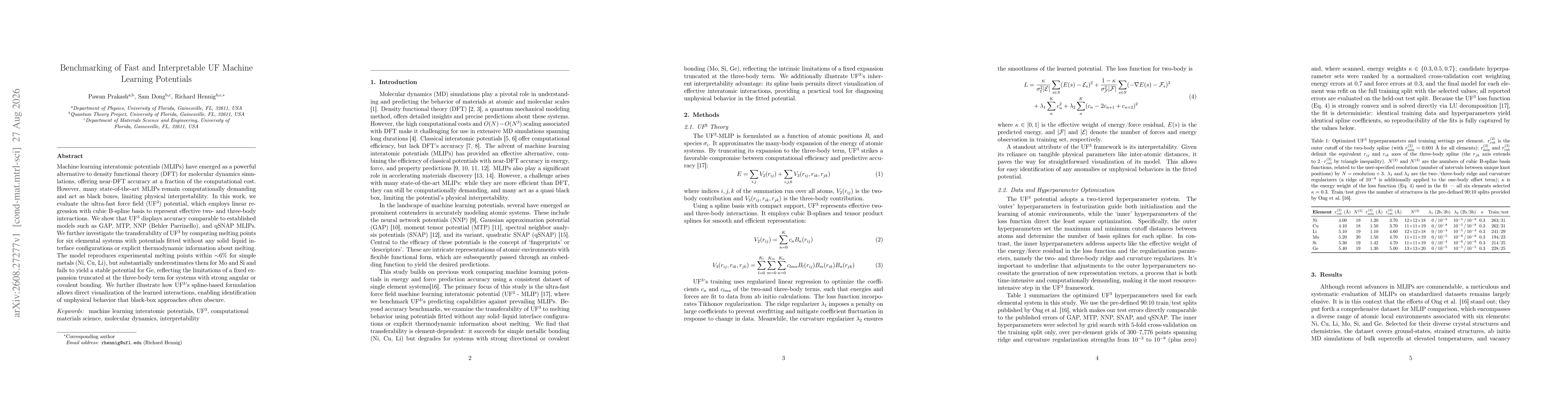 Thumbnail for Benchmarking of Fast and Interpretable UF Machine Learning Potentials