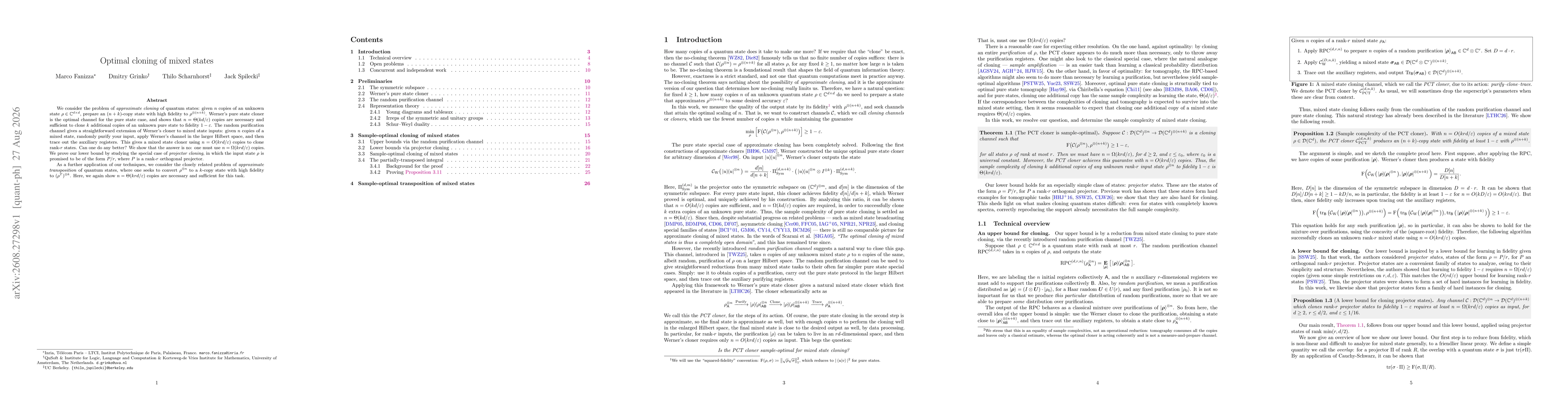 Thumbnail for Optimal cloning of mixed states