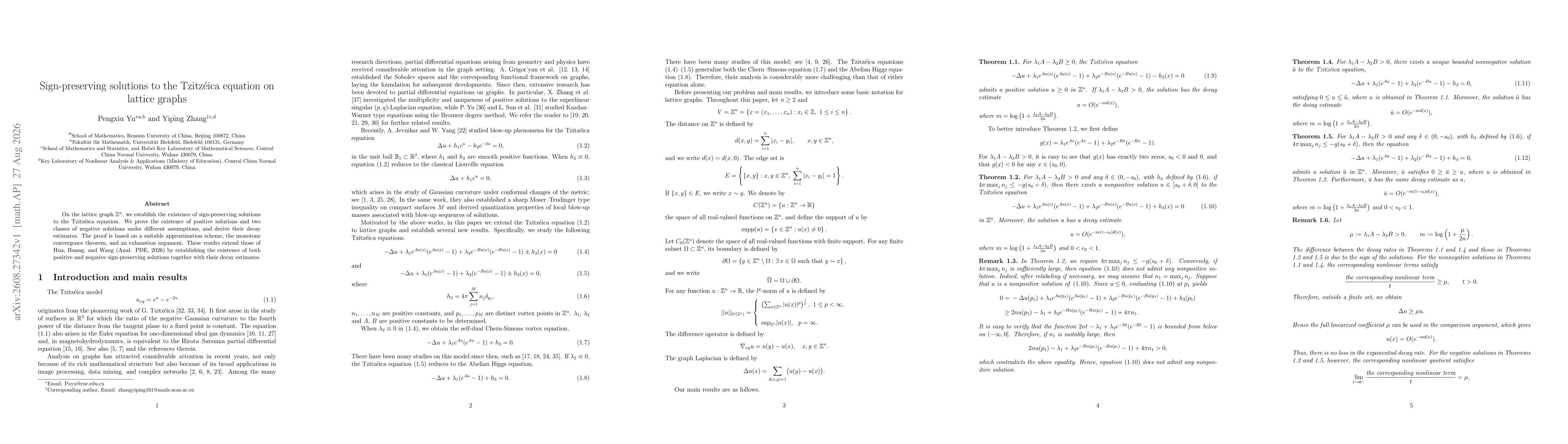 Thumbnail for Sign-preserving solutions to the Tzitzéica equation on lattice graphs