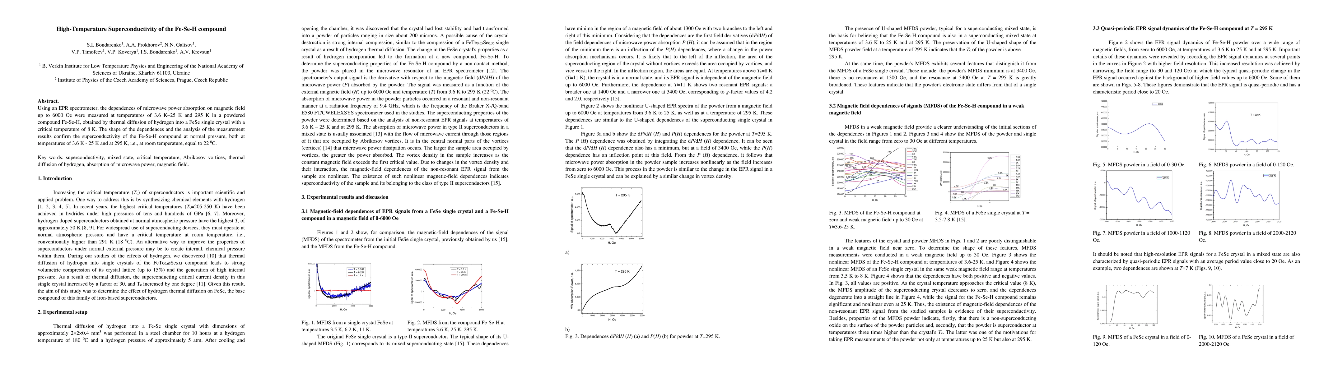 Thumbnail for High-Temperature Superconductivity of the Fe-Se-H compound