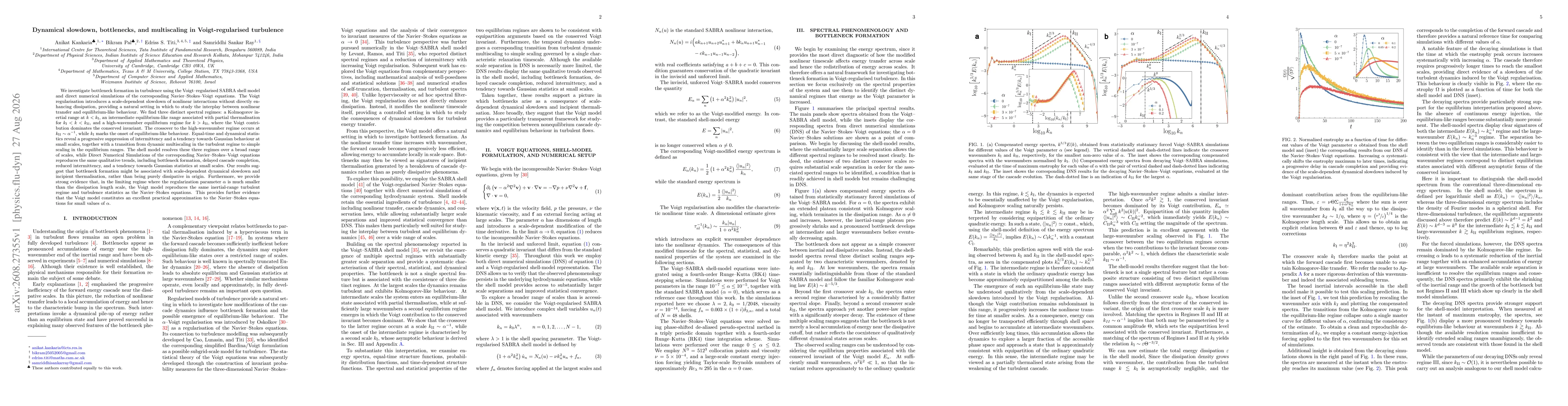 Thumbnail for Dynamical slowdown, bottlenecks, and multiscaling in Voigt-regularised turbulence