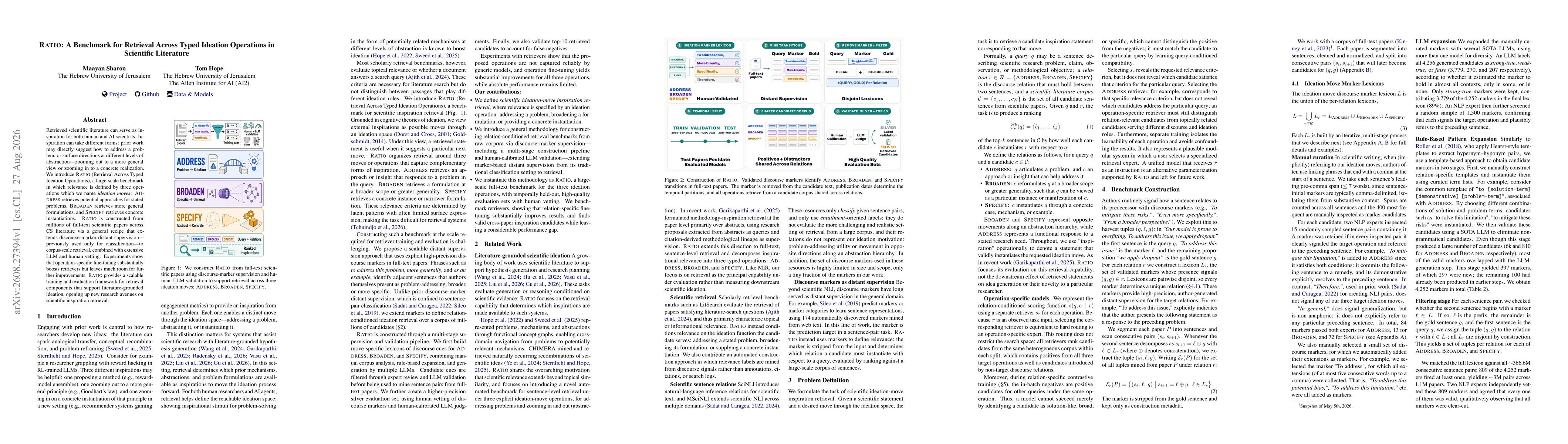 Thumbnail for RATIO: A Benchmark for Retrieval Across Typed Ideation Operations in Scientific Literature