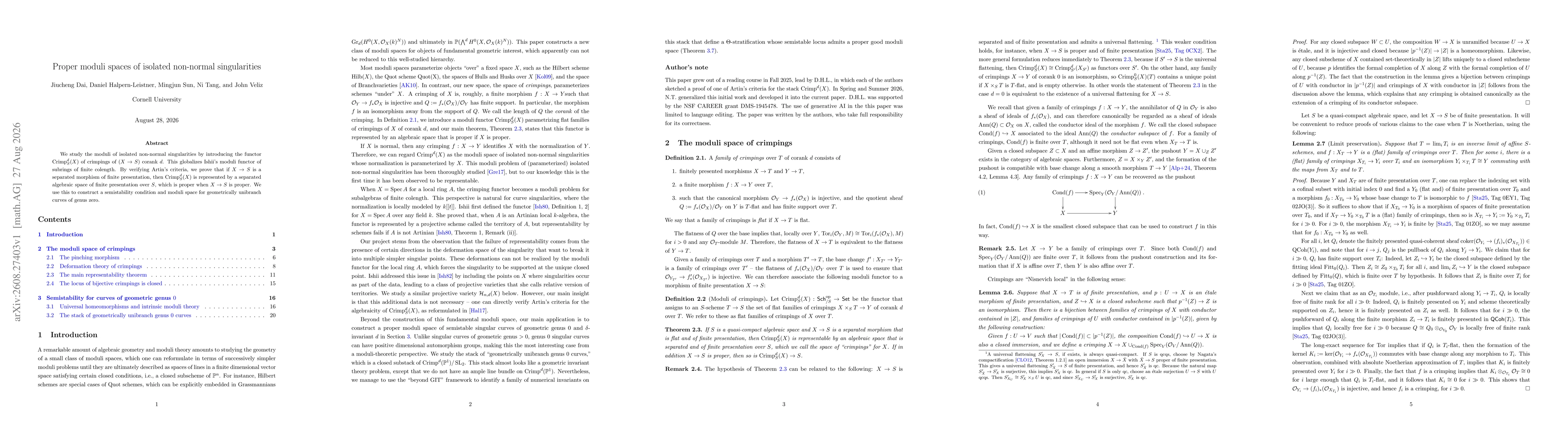 Thumbnail for Proper moduli spaces of isolated non-normal singularities