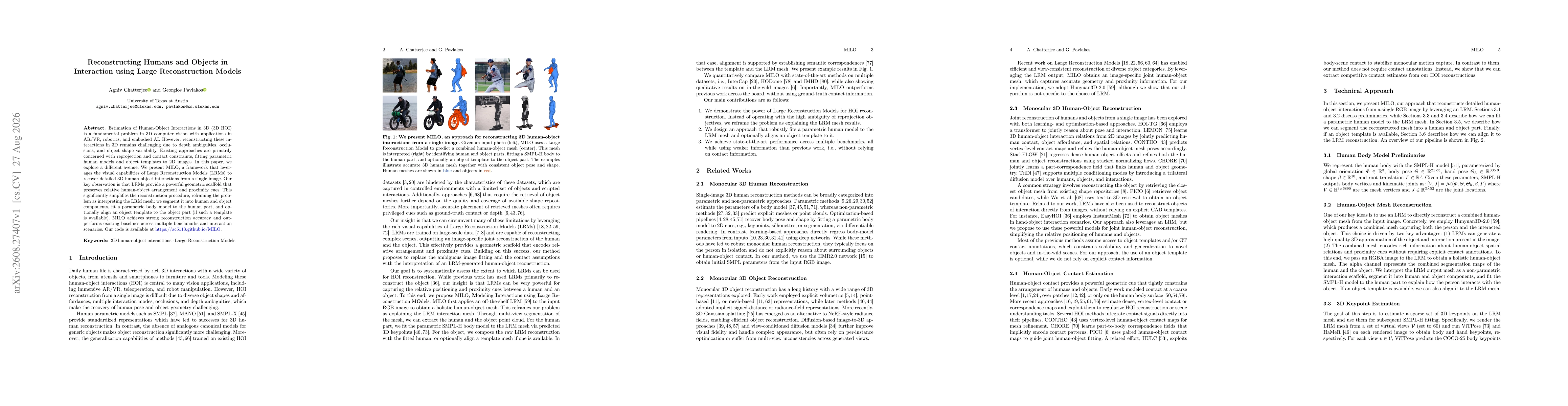 Thumbnail for Reconstructing Humans and Objects in Interaction using Large Reconstruction Models