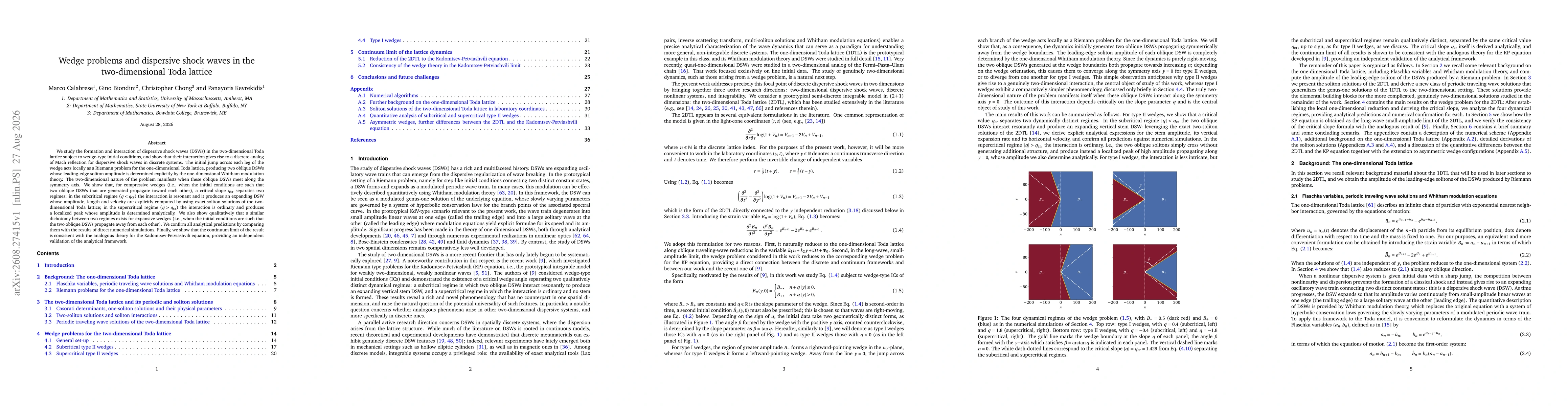 Thumbnail for Wedge problems and dispersive shock waves in the two-dimensional Toda lattice