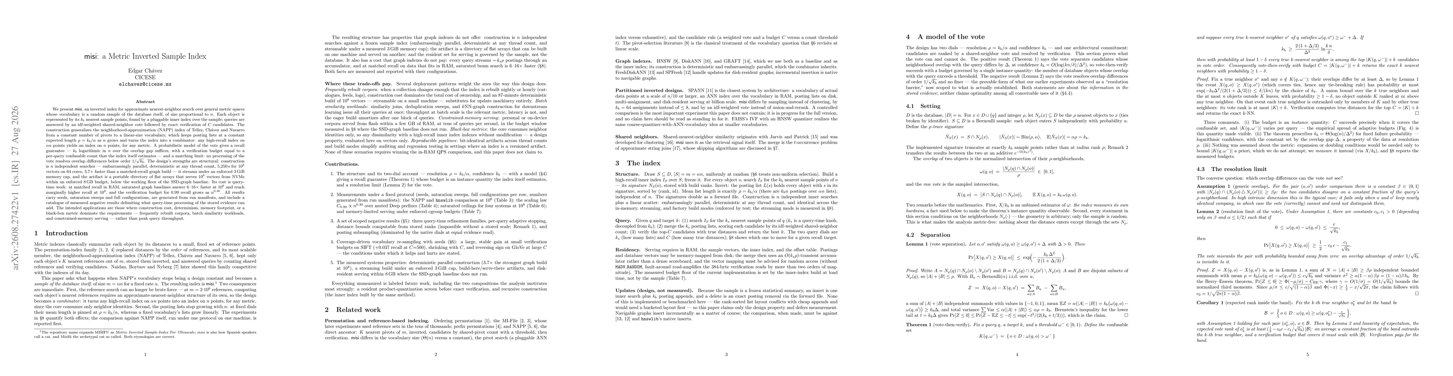 Thumbnail for misi: a Metric Inverted Sample Index