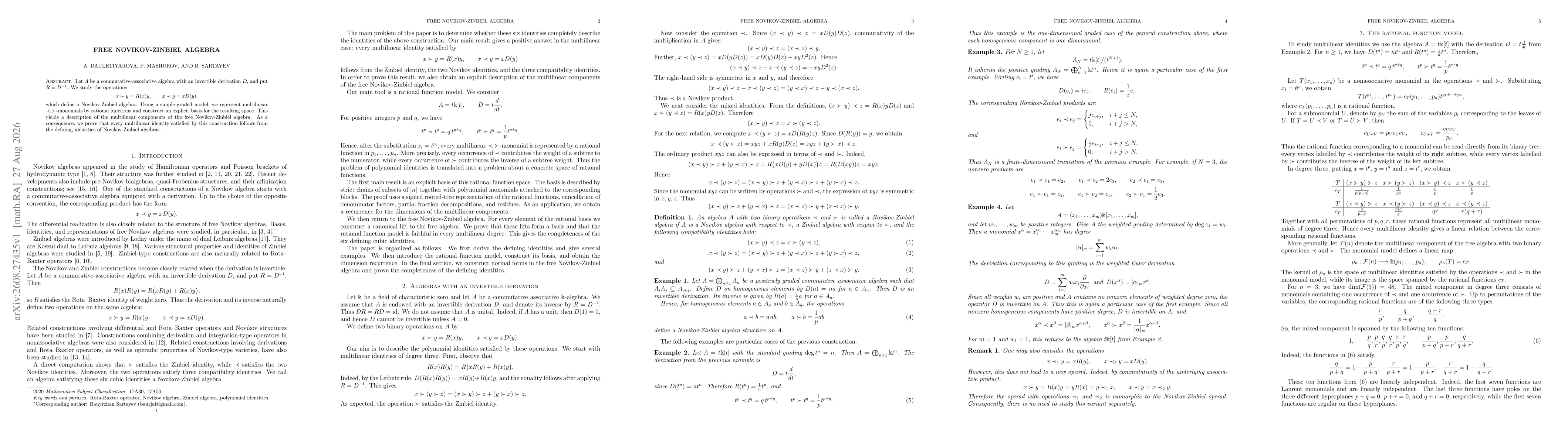 Thumbnail for Free Novikov-Zinbiel algebra