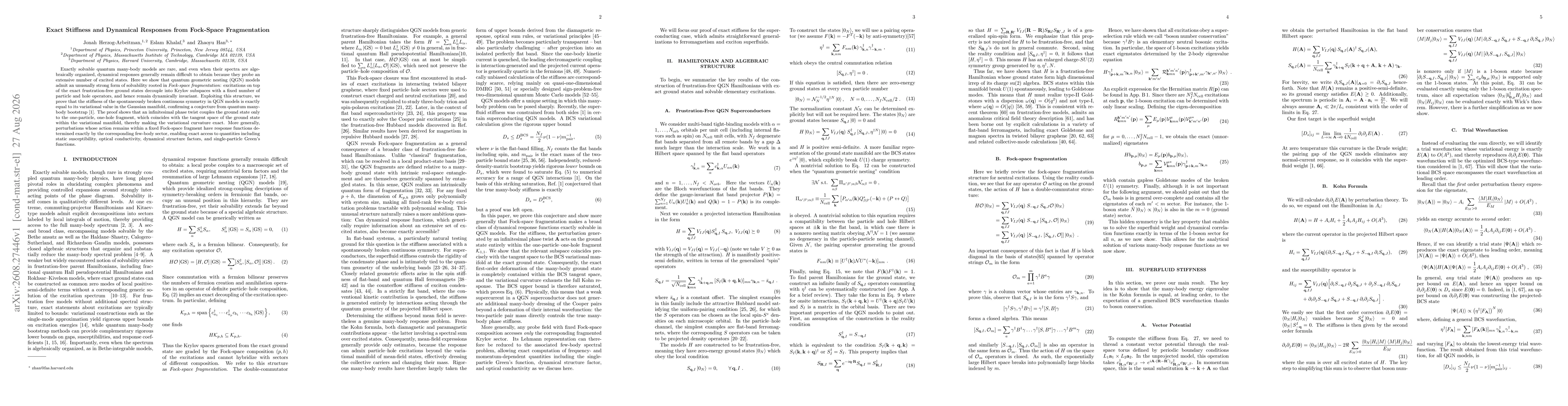 Thumbnail for Exact Stiffness and Dynamical Responses from Fock-Space Fragmentation