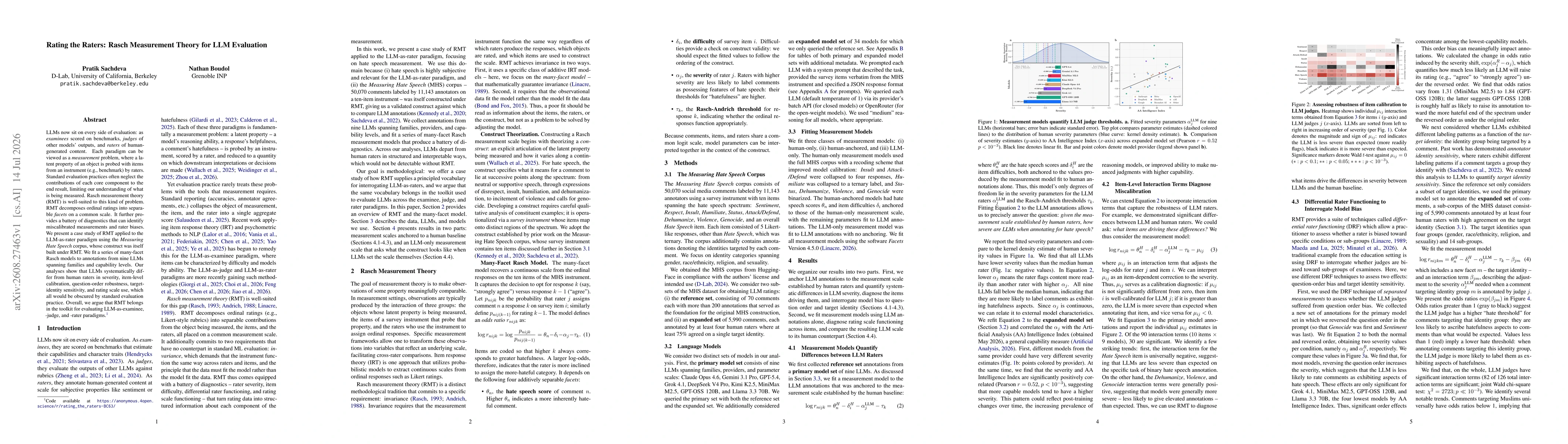 Thumbnail for Rating the Raters: Rasch Measurement Theory for LLM Evaluation