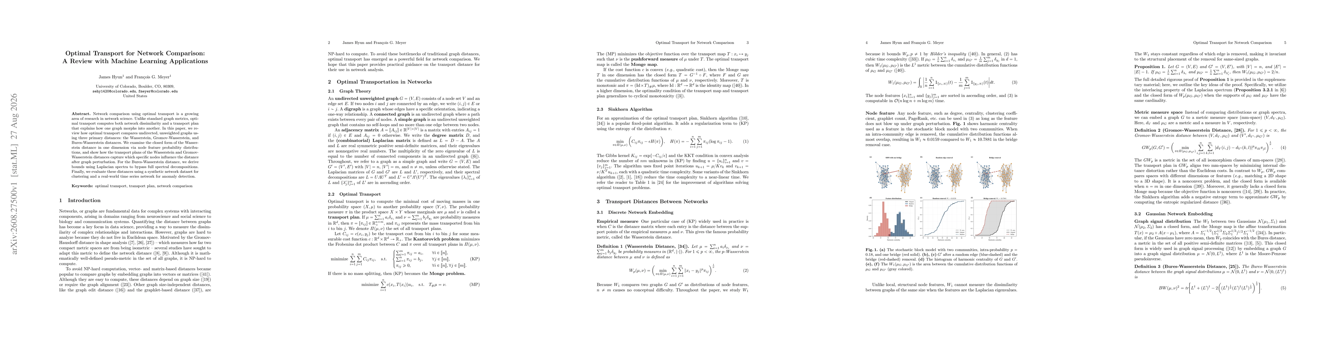 Thumbnail for Optimal Transport for Network Comparison: A Review with Machine Learning Applications