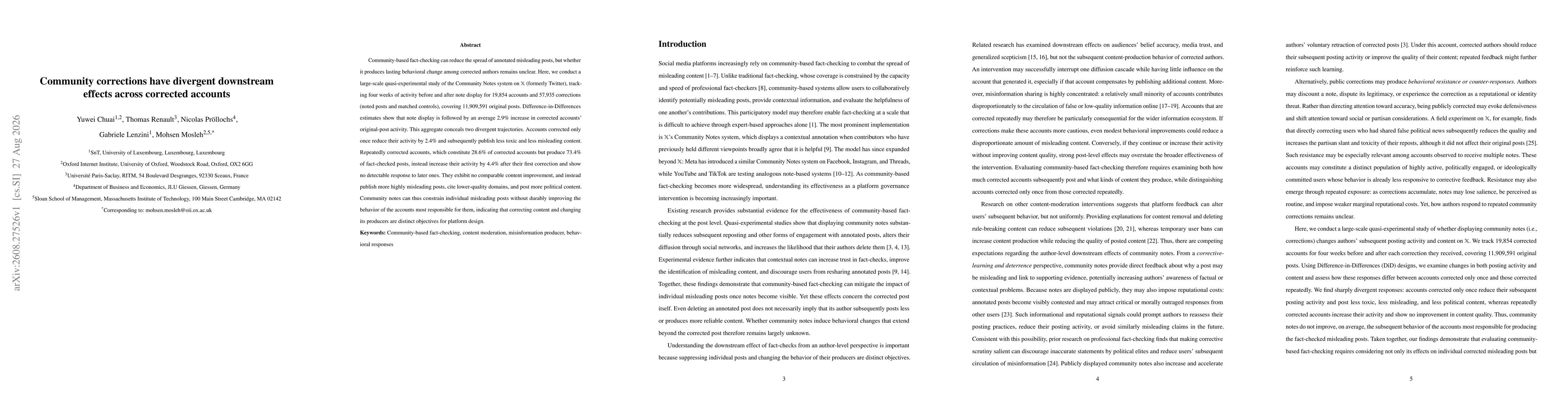 Thumbnail for Community corrections have divergent downstream effects across corrected accounts
