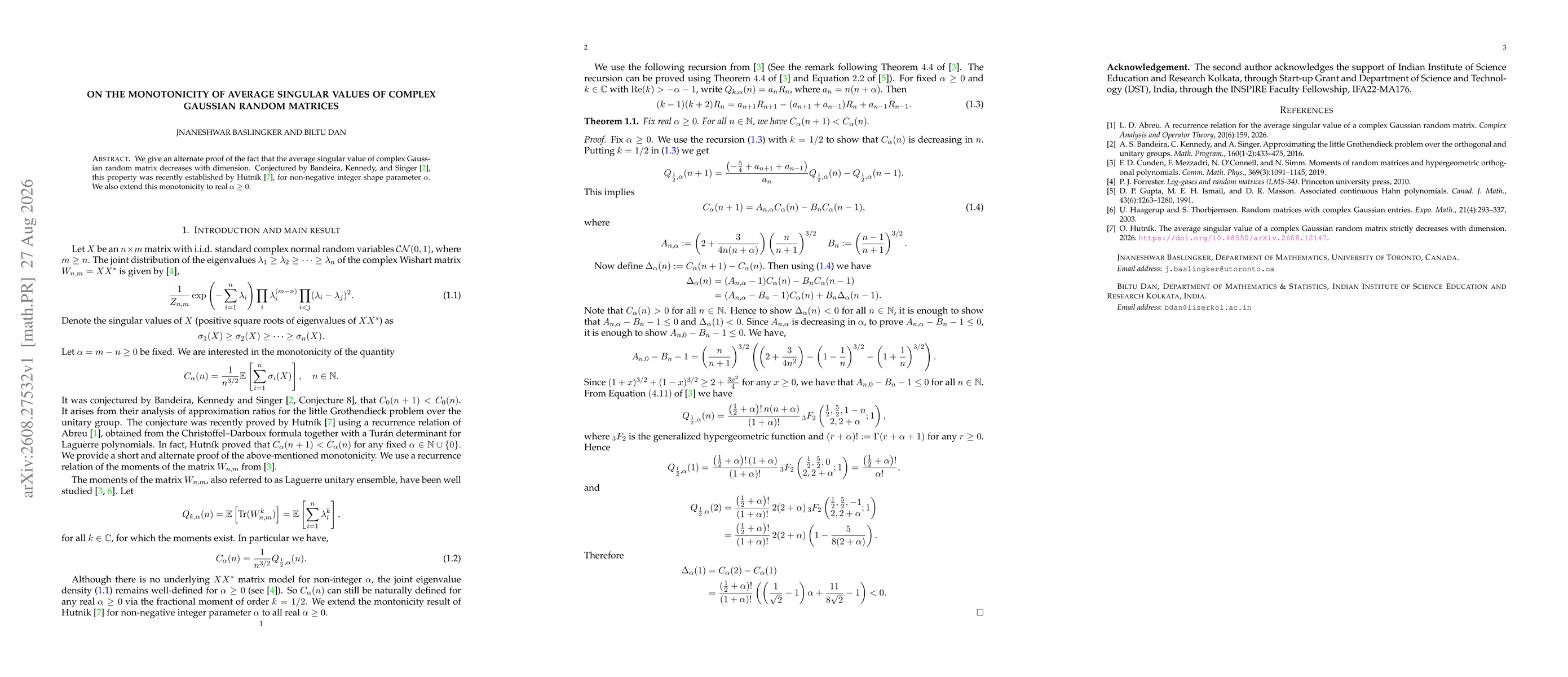 Thumbnail for On the monotonicity of average singular values of complex Gaussian random matrices