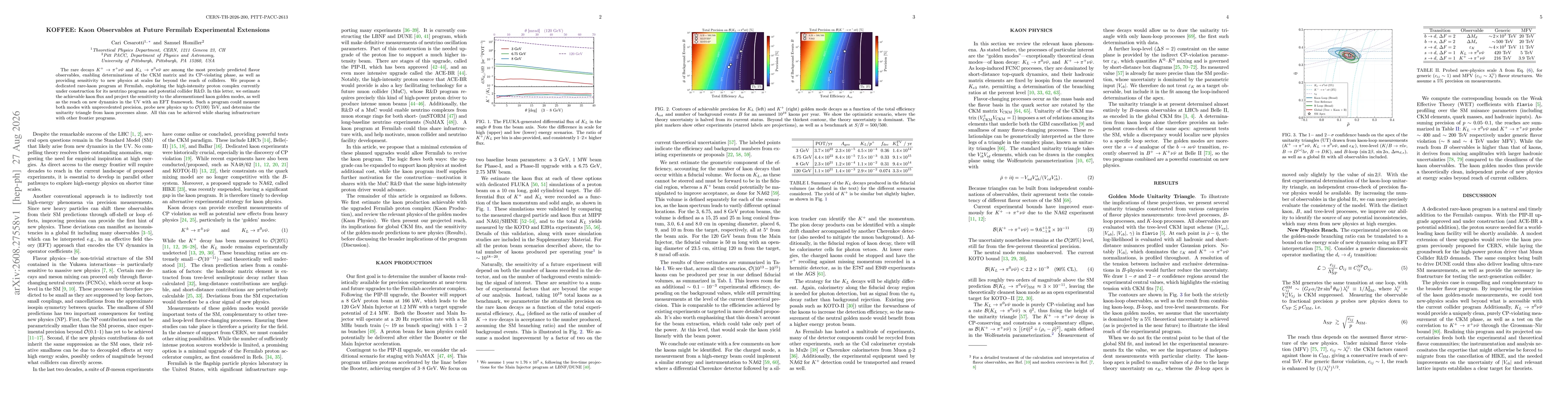 Thumbnail for KOFFEE: Kaon Observables at Future Fermilab Experimental Extensions