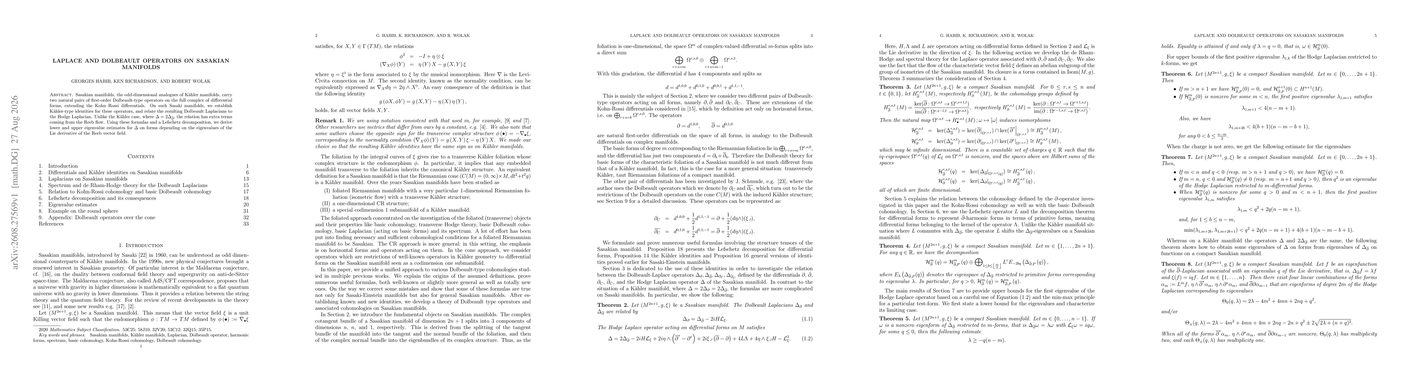 Thumbnail for Laplace and Dolbeault operators on Sasakian manifolds